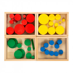 Développez la discrimination visuelle et préparez votre enfant aux mathématiques avec cet ensemble Montessori de 4 boîtes de cyl