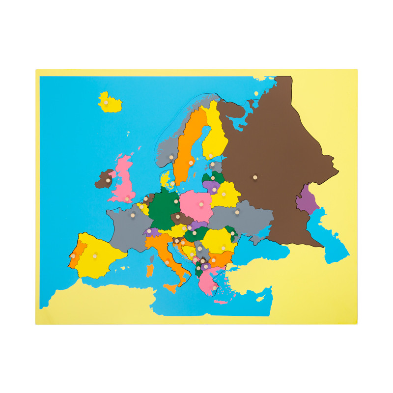 Puzzle carte d’Europe en bois — Montessori 57,5 × 44,5 cm