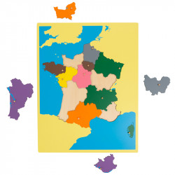 Puzzle géographique France - Carte des nouvelles régions Montessori