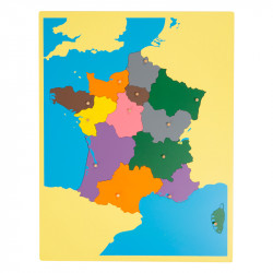 Puzzle géographique France - Carte des nouvelles régions Montessori
