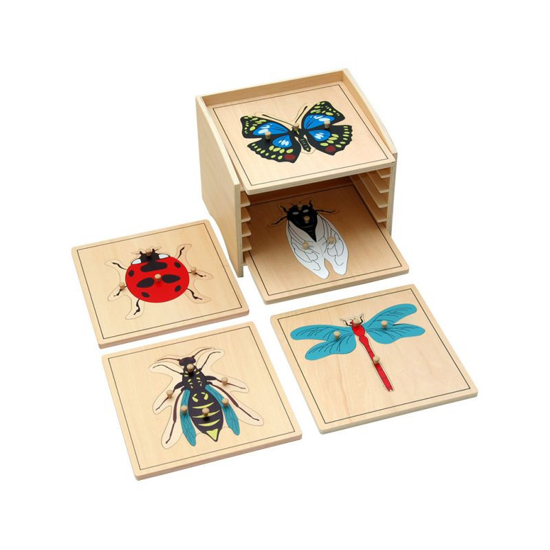 Cabinet de 5 puzzles de zoologie Montessori.