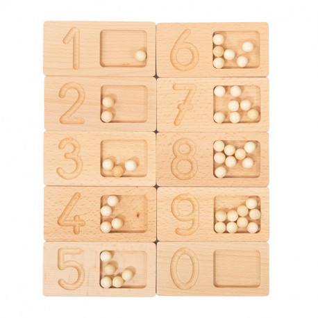 Plaquettes de chiffres avec perles en bois