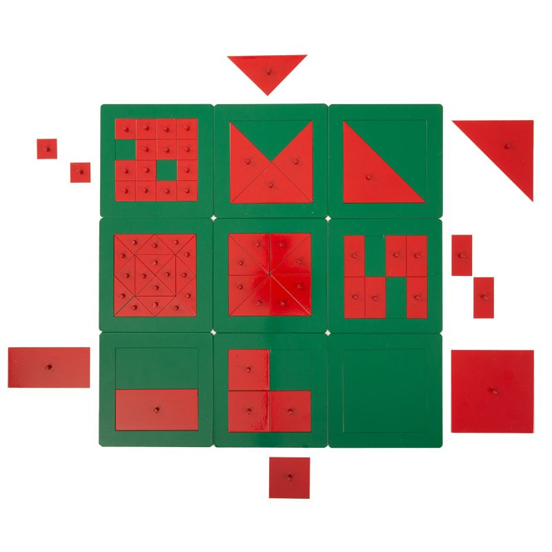 Carrés Métalliques Montessori. Manipulation sensorielle pour une compréhension concrète.
