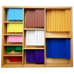 Grande boite de reglettes en bois Georges Cuisenaires .