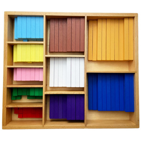 Grande boite de reglettes en bois Georges Cuisenaires .