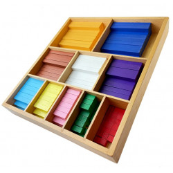 Grande boite de reglettes en bois Georges Cuisenaires .