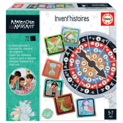 Invent'histoires - Jeu de Création d'Histoires | 72 Cartes + Roulette | Stimule Créativité et Expression Orale 5-12 Ans