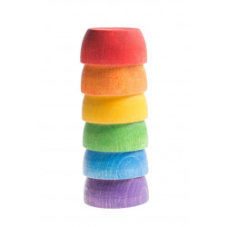 6 bols en bois arc en ciel.