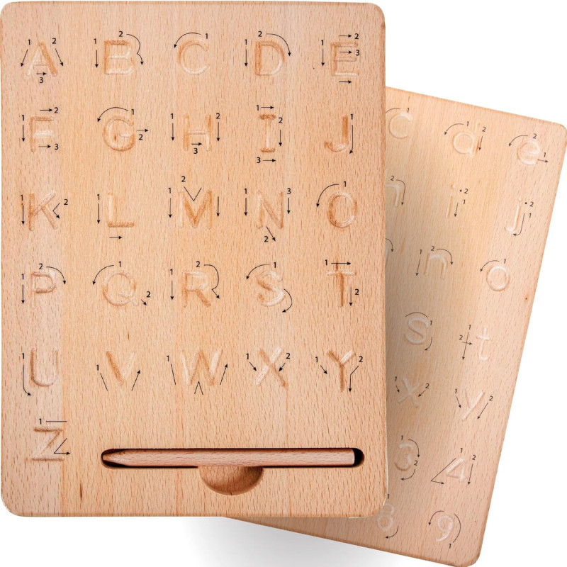 2 tableaux des lettres scripts et majuscules.