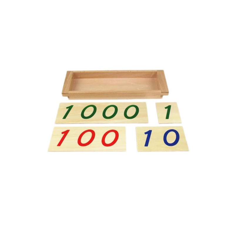 CARTES DES NOMBRES EN BOIS (1, 10, 100, 1000)