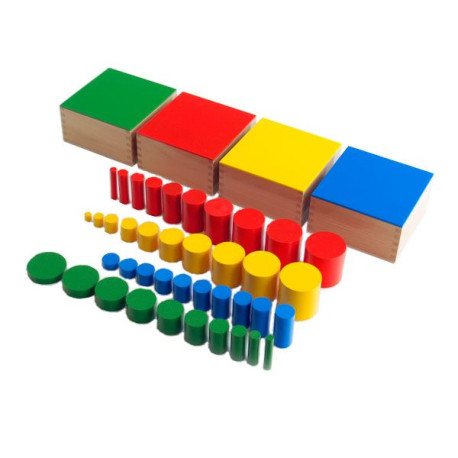 Développez la discrimination visuelle et préparez votre enfant aux mathématiques avec cet ensemble Montessori de 4 boîtes de cyl